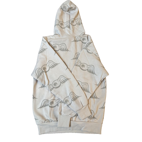 Von Dutch Hoodie Mens Small Beige Tan Pullover Fleece Winged Eyeball AOP Graphic - Picture 7 of 9